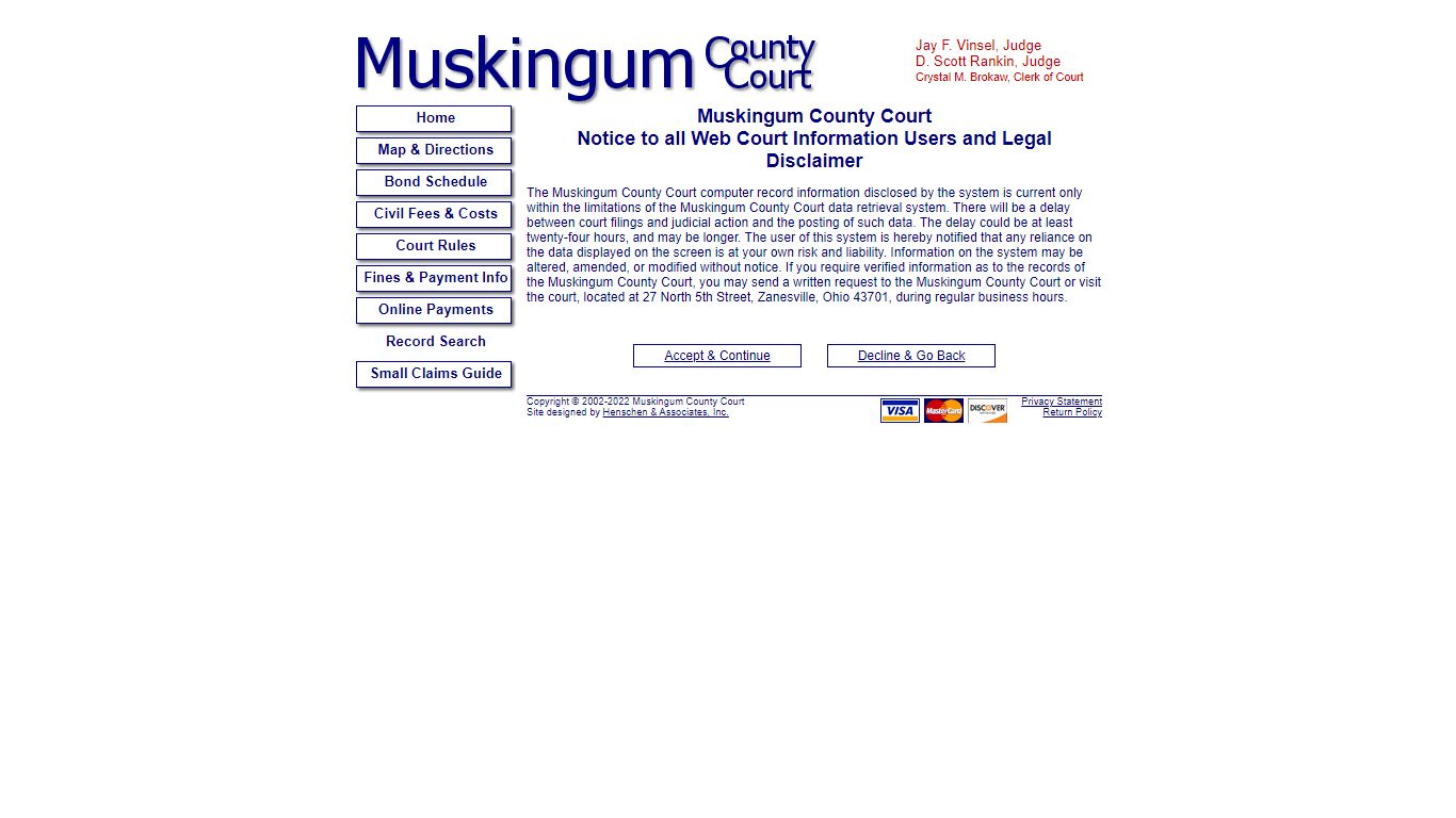 Record Search - Muskingum County Court