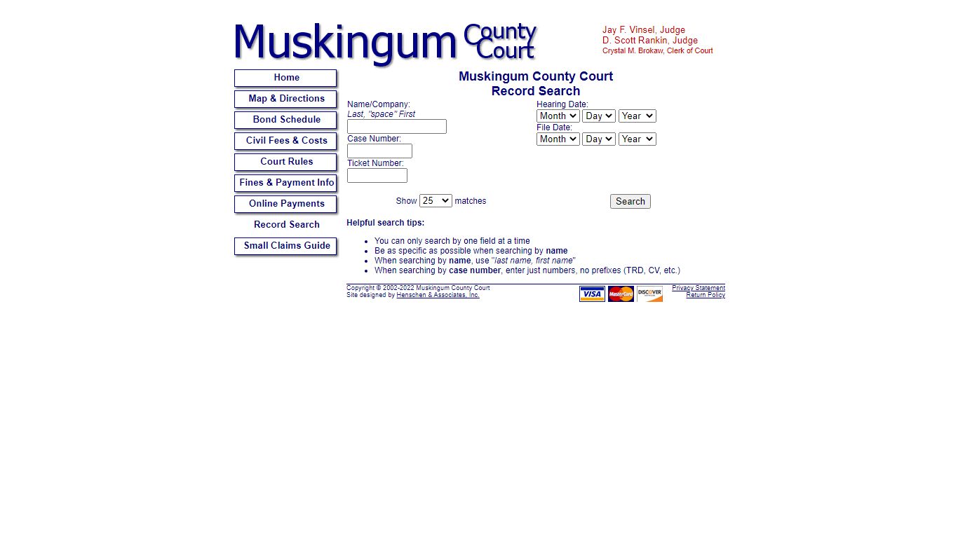 Record Search - Muskingum County Court